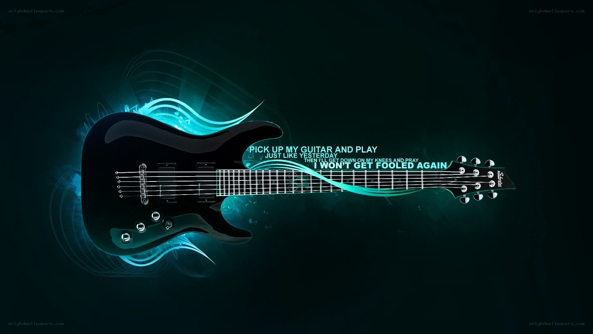 Electric guitar with glowing effects