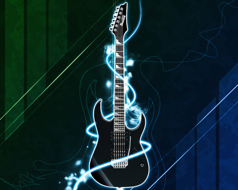 Electric guitar with glowing effects