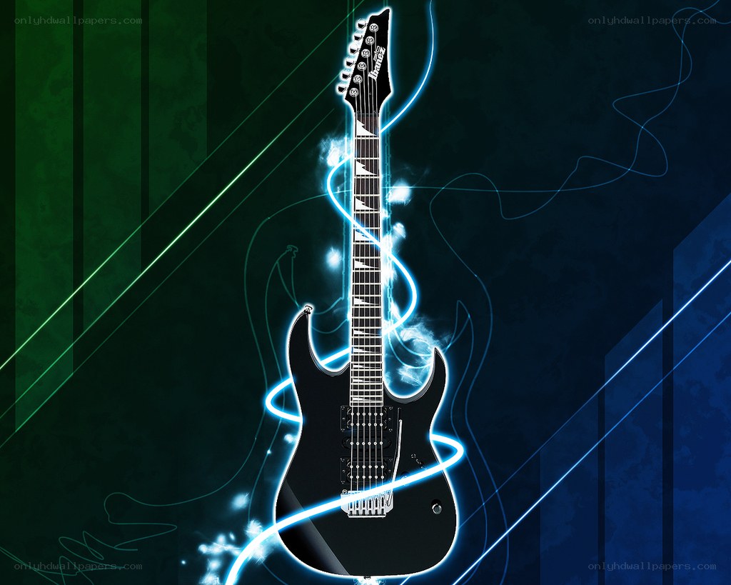 Electric guitar with glowing effects