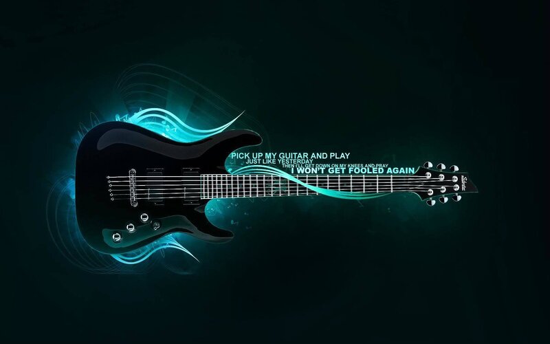 Electric guitar with glowing effects