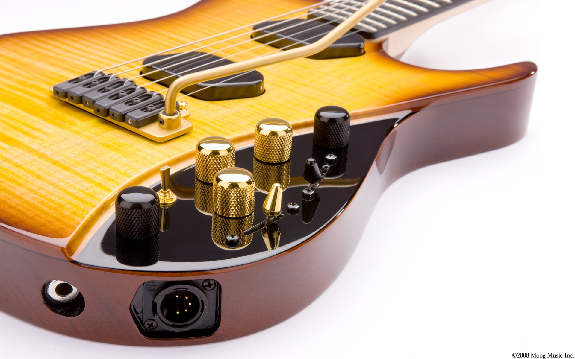 electric guitar with gold hardware