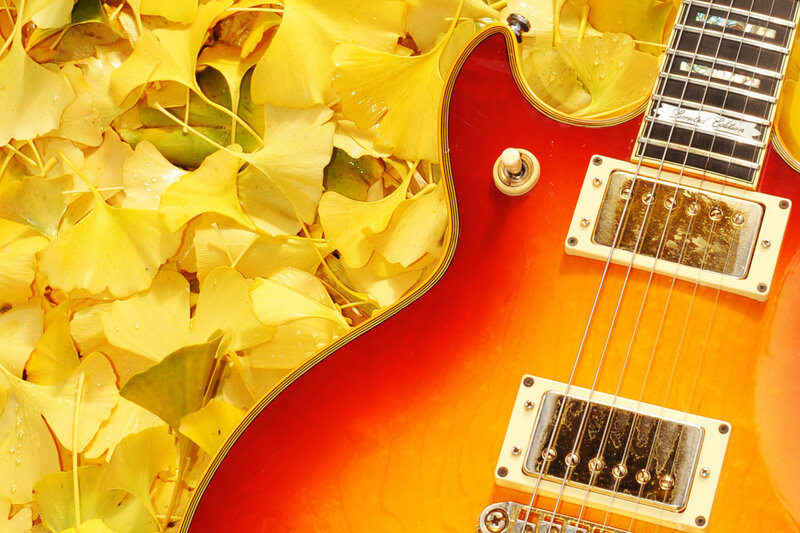 Electric Guitar with Leaves — Yellow