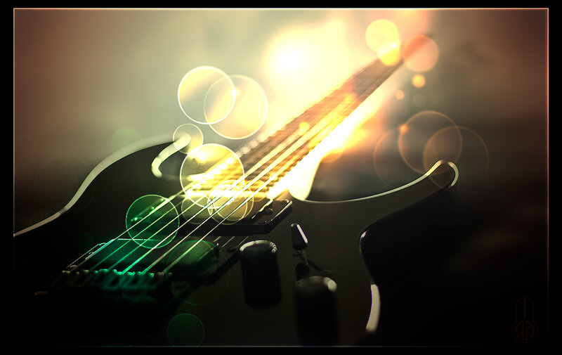 Electric guitar with lens flares
