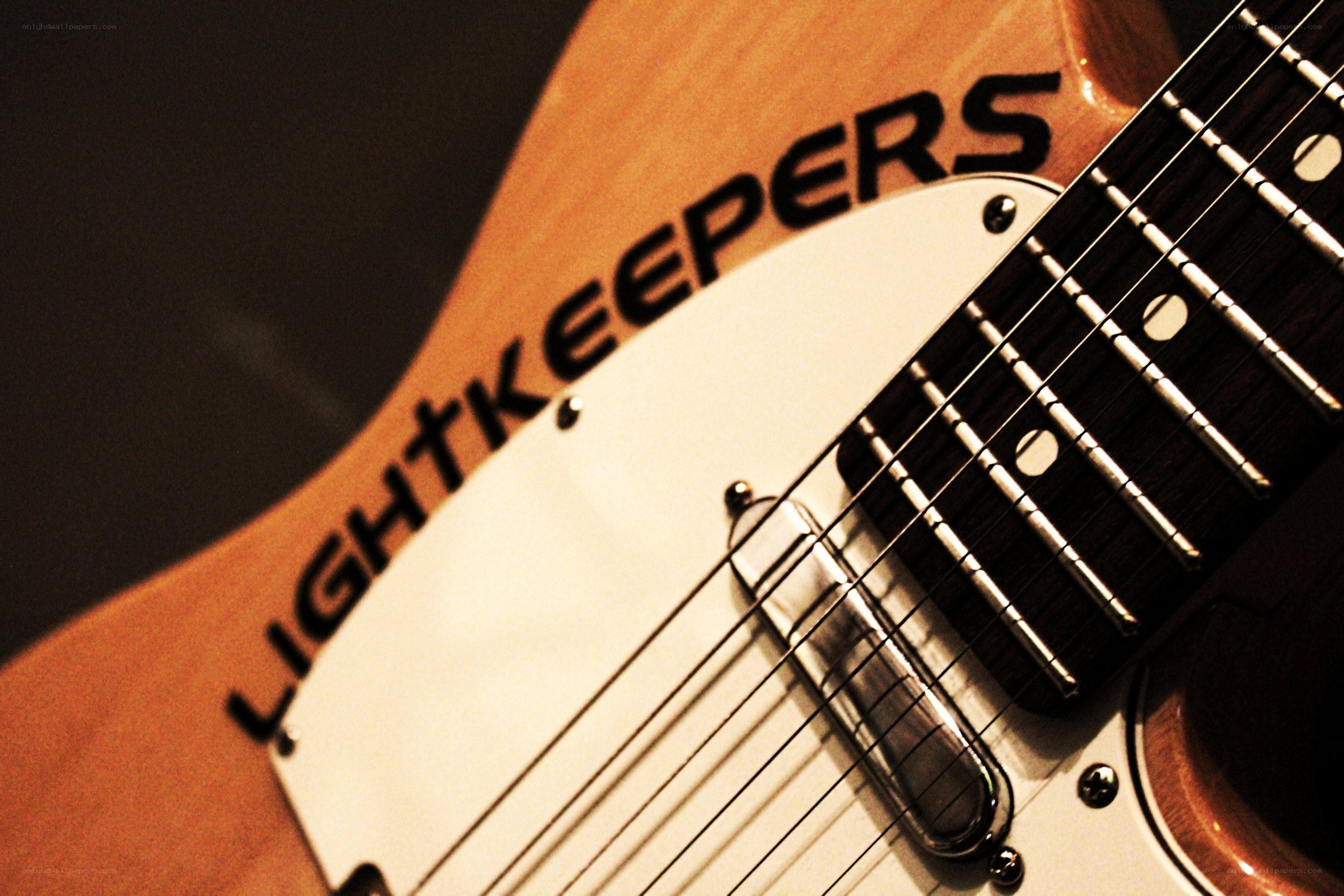 Electric guitar with Lightkeepers text