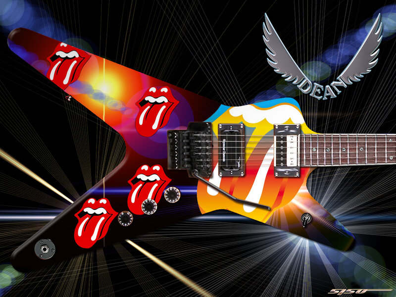 Electric Guitar with Logos