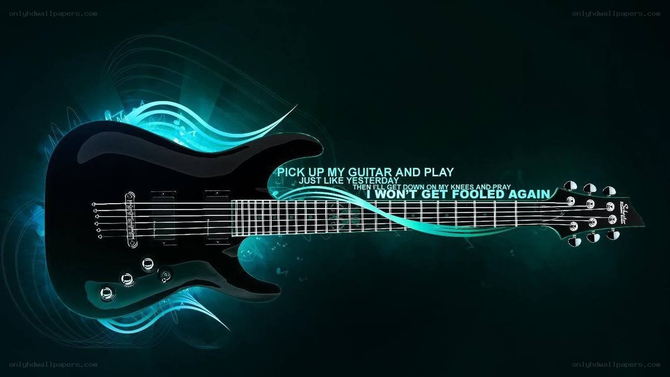 Electric guitar with lyrics