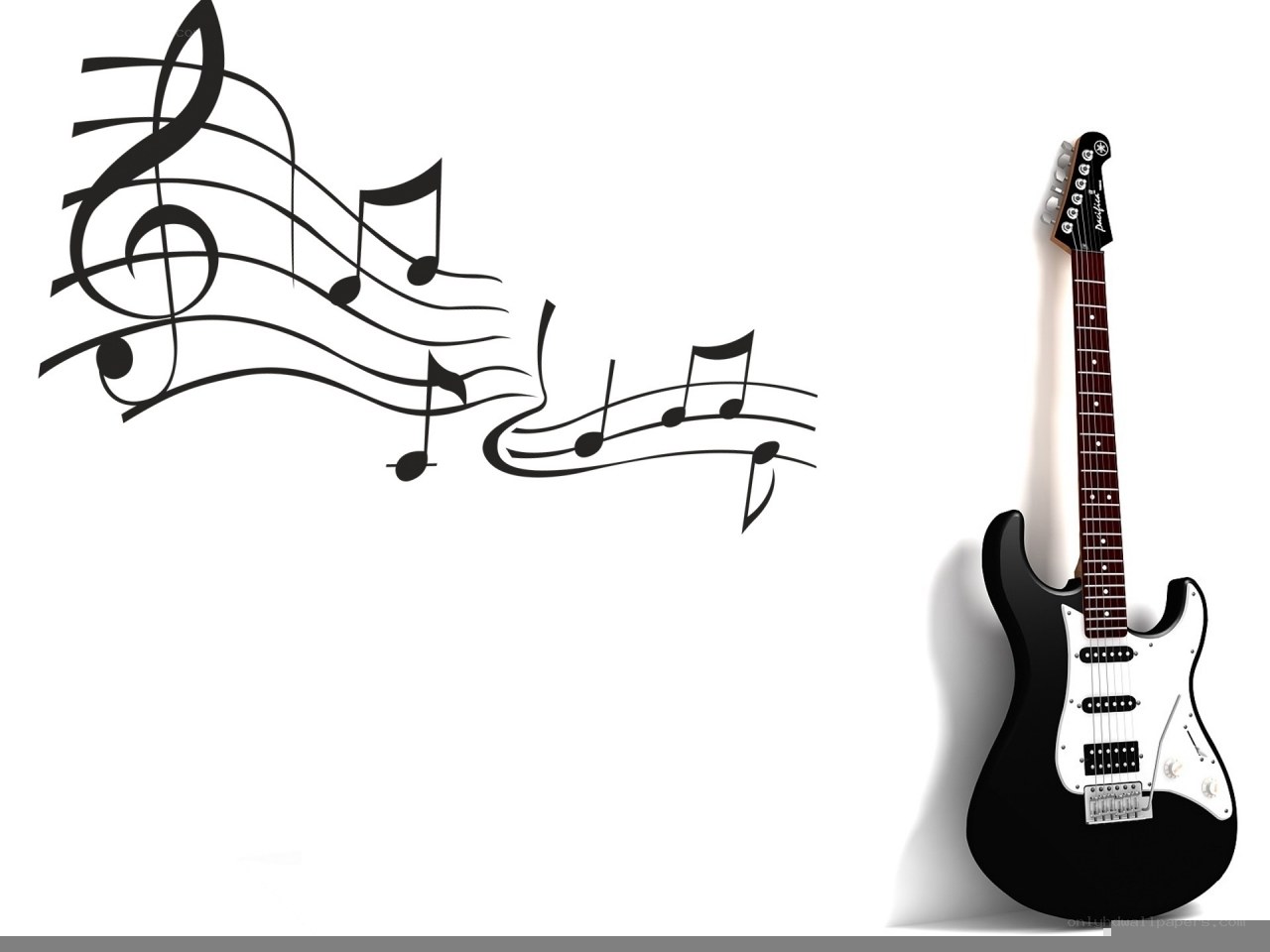 Electric guitar with music notes