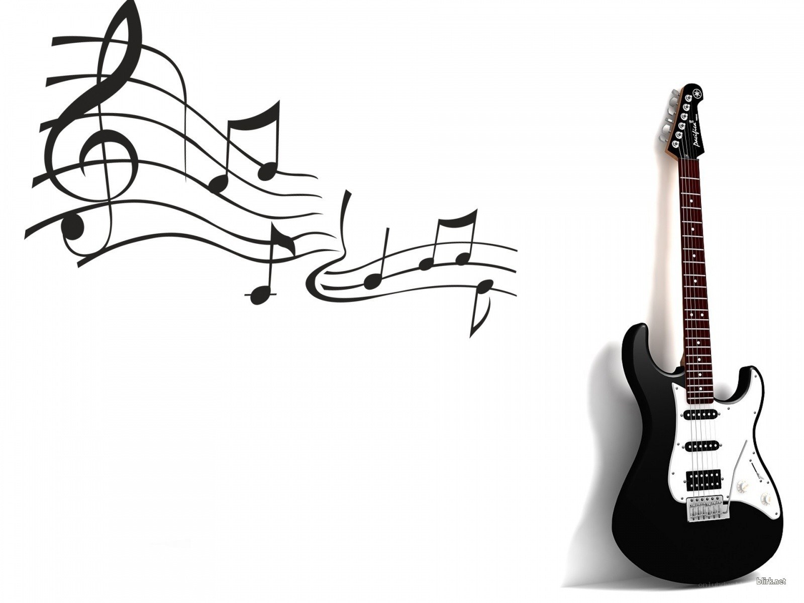 Electric guitar with music notes