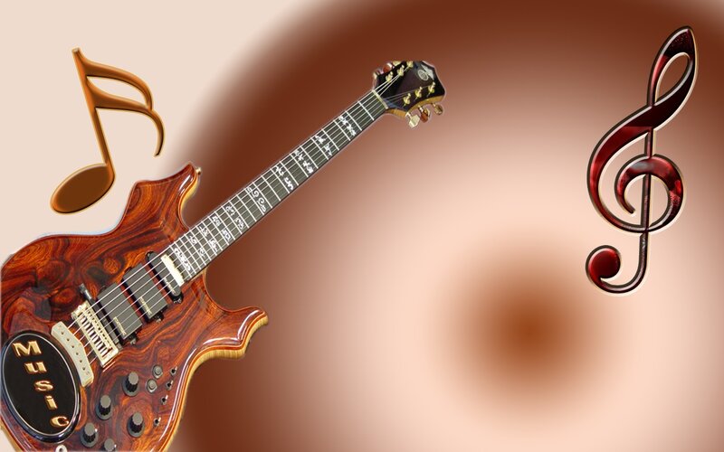 Electric Guitar with Music Symbols
