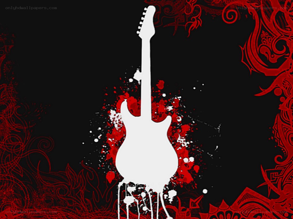 Electric guitar with red splatter