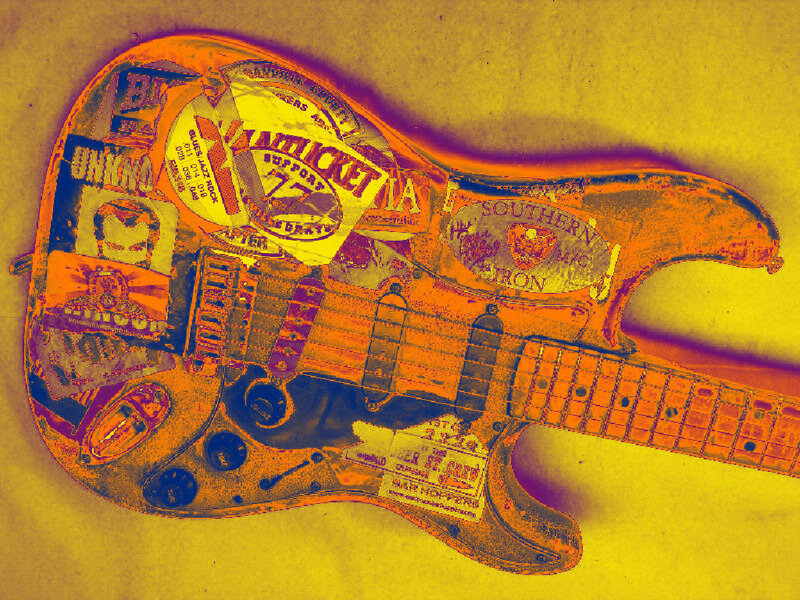 Electric Guitar with Stickers — Yellow
