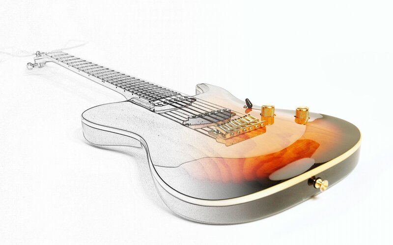 Electric guitar with sunburst finish