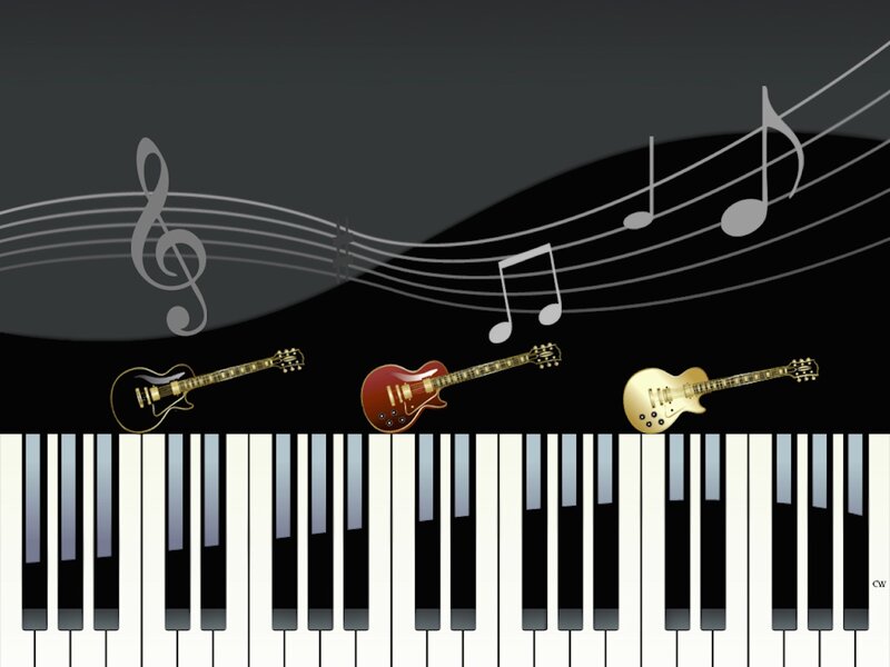 Electric Guitars on Piano Keys
