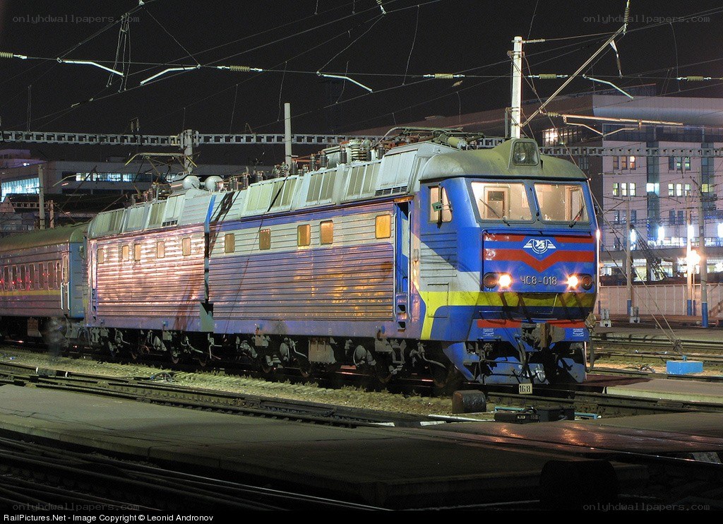 Electric locomotive at night