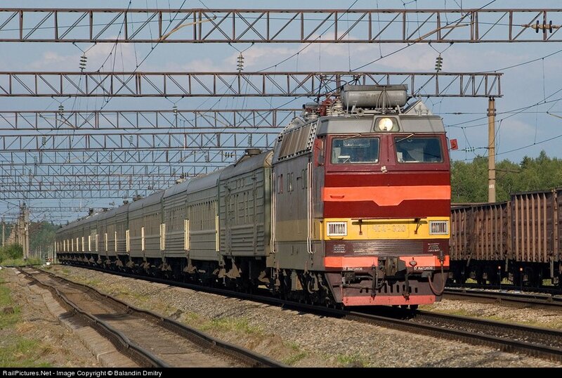 Electric locomotive pulling train