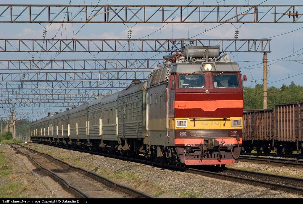 Electric locomotive pulling train