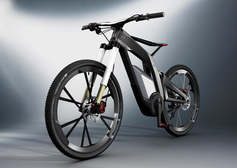 Electric Mountain Bike — Black, Dramatic, 3d Render, Handlebars