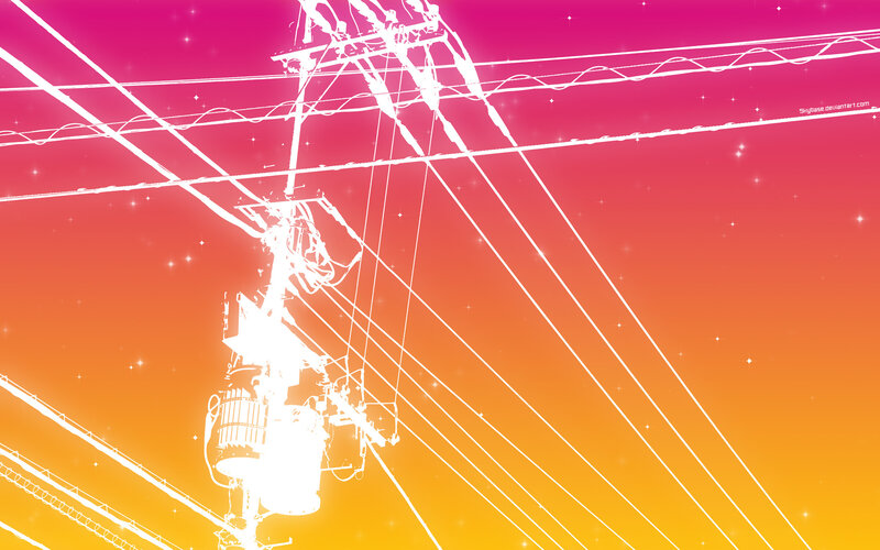 Electric poles at sunset