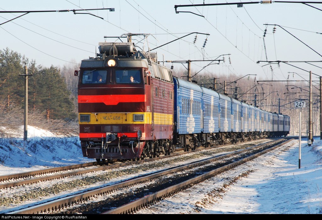 Electric train in winter