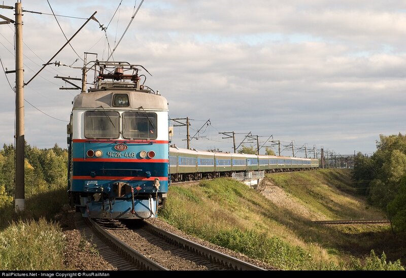Electric train on a rural track
