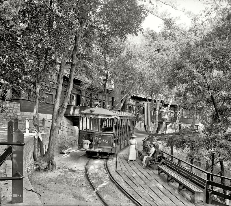 Electric trolley at a park station
