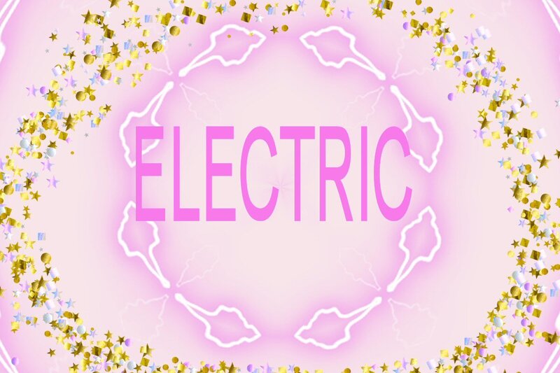 Electric word with confetti