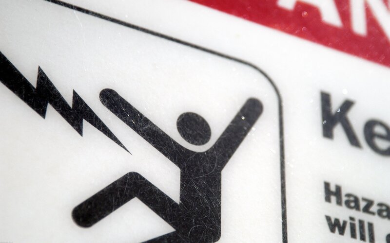 Electrical Hazard Sign — White