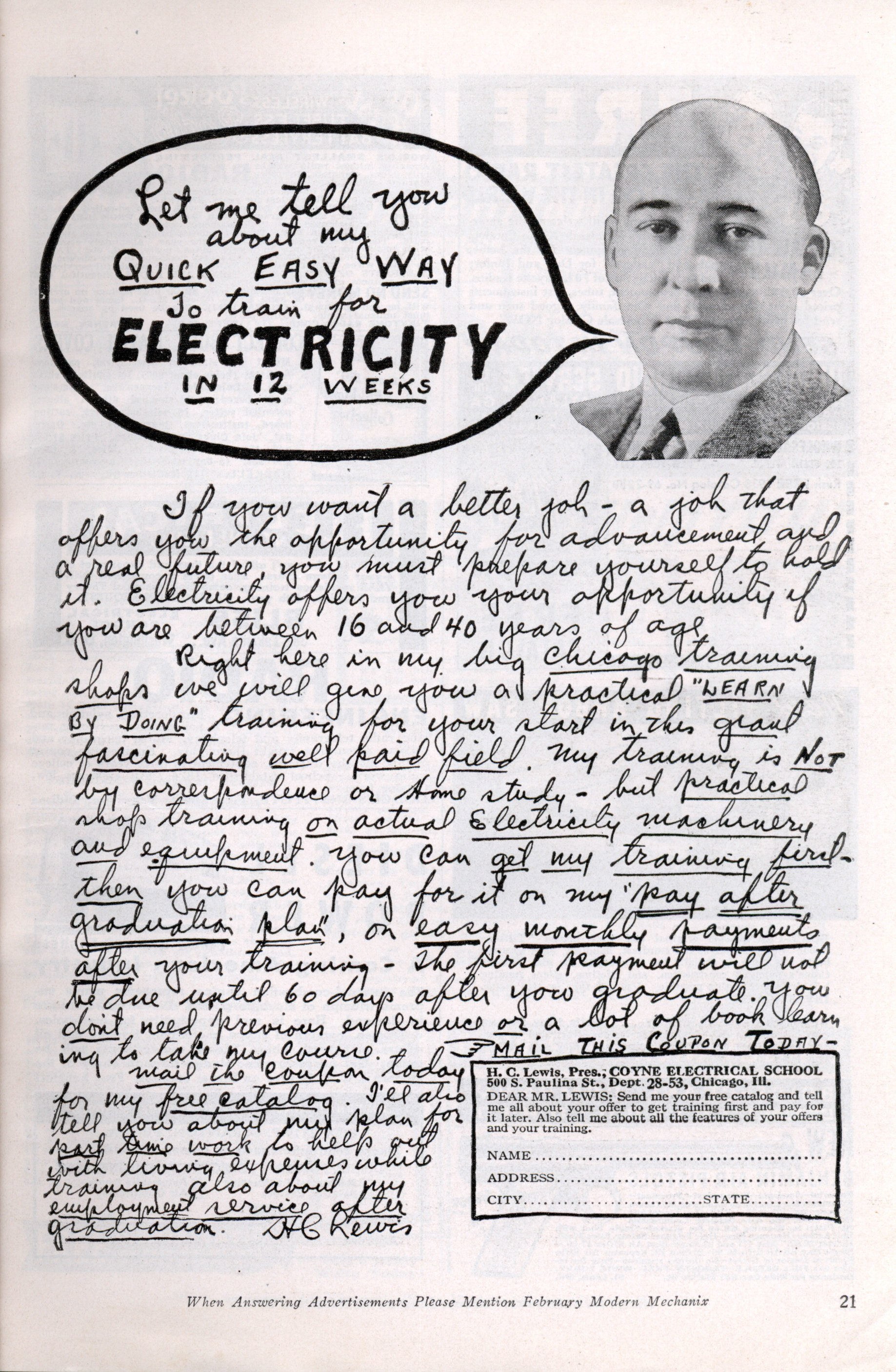 Electrician training ad
