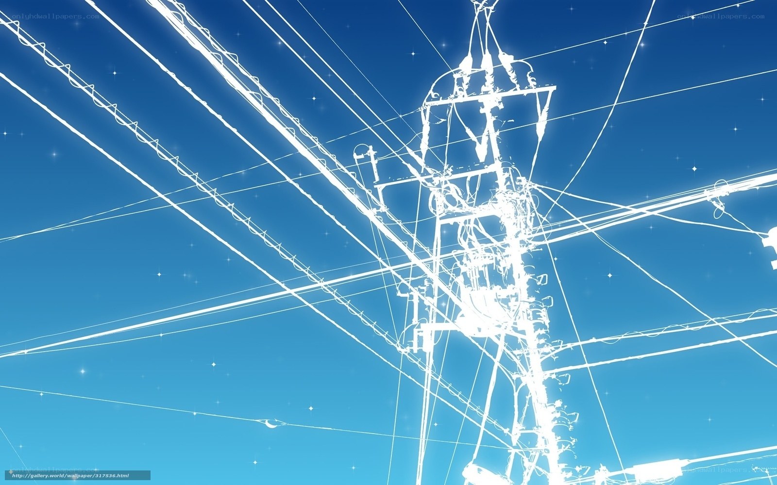 Electricity poles against blue sky