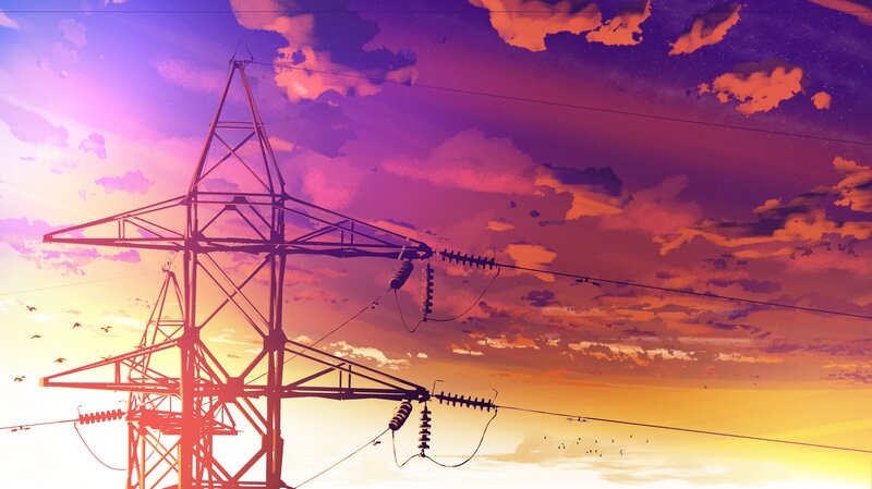 Electricity Pylon at Sunset
