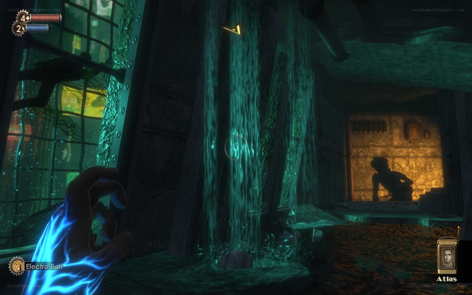 electro bolt in dark corridor