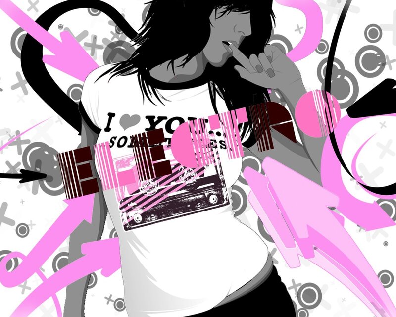 electro music art with girl