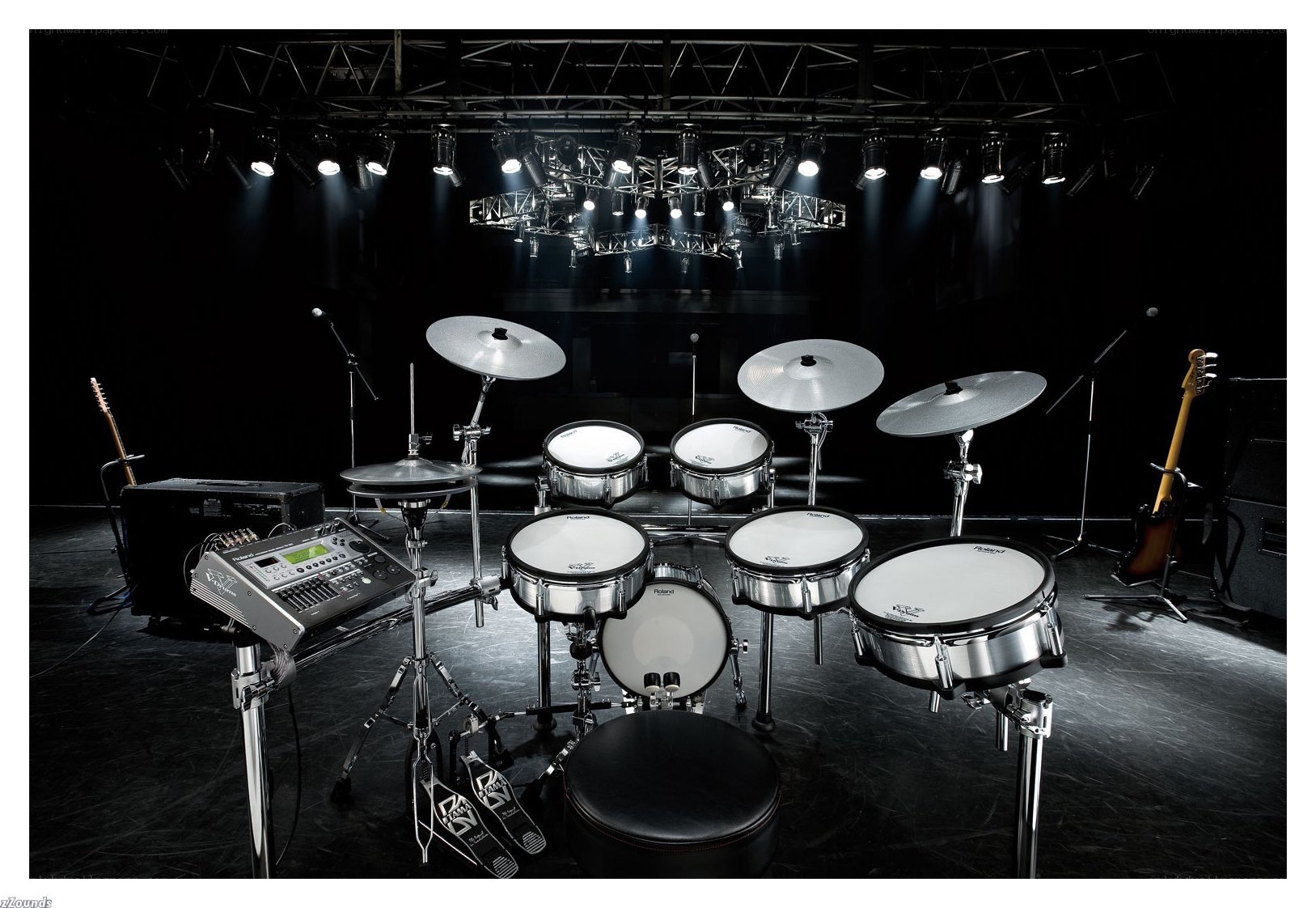 Electronic drum kit on stage