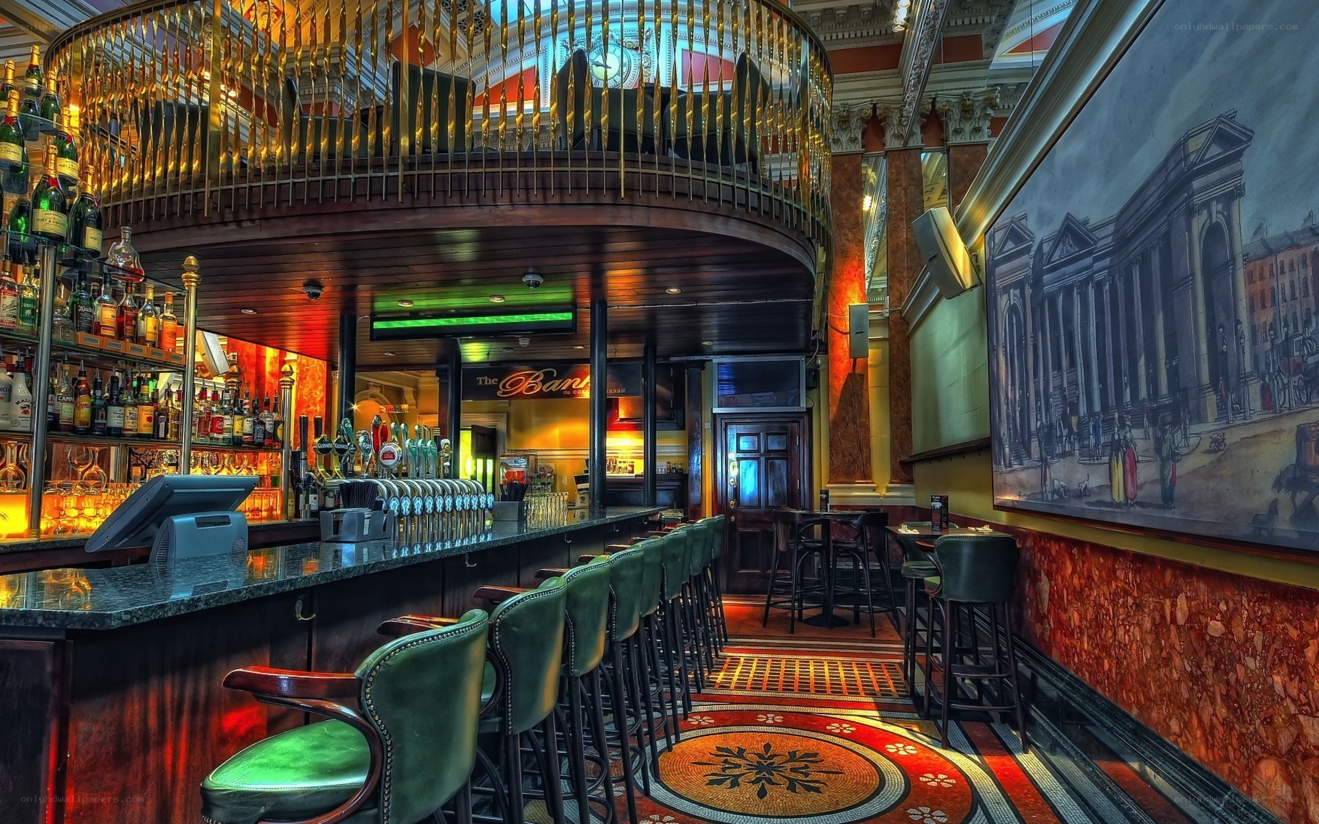 elegant bar interior with balcony