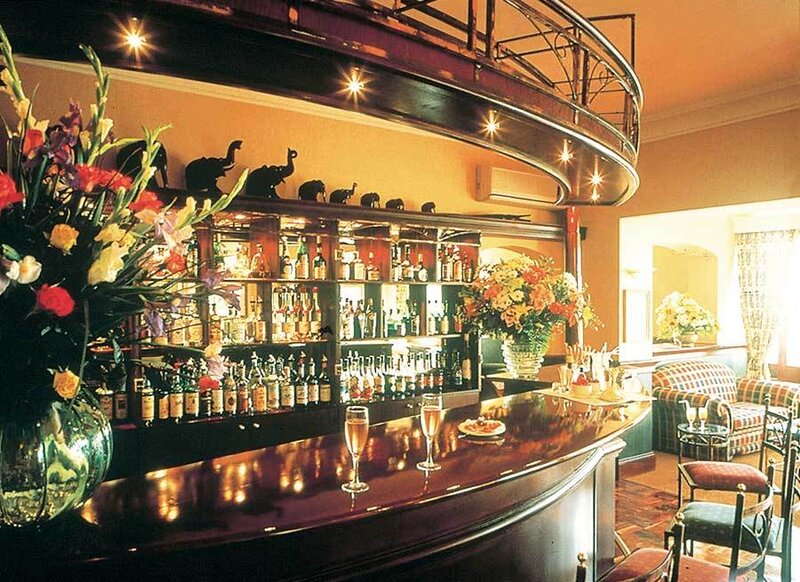 elegant bar with floral arrangements