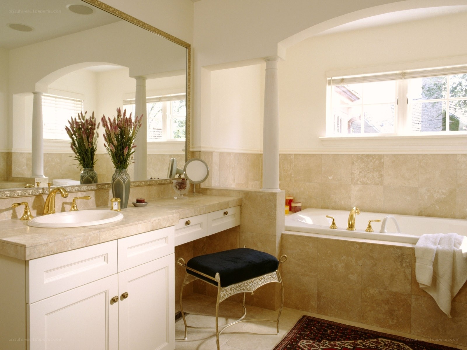 Elegant bathroom with bathtub and vanity