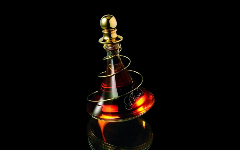 elegant decanter with golden accents