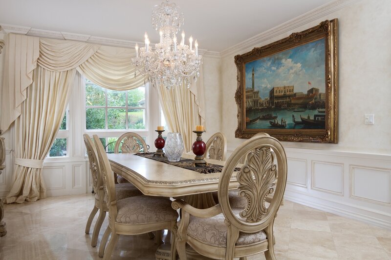 elegant dining room with chandelier