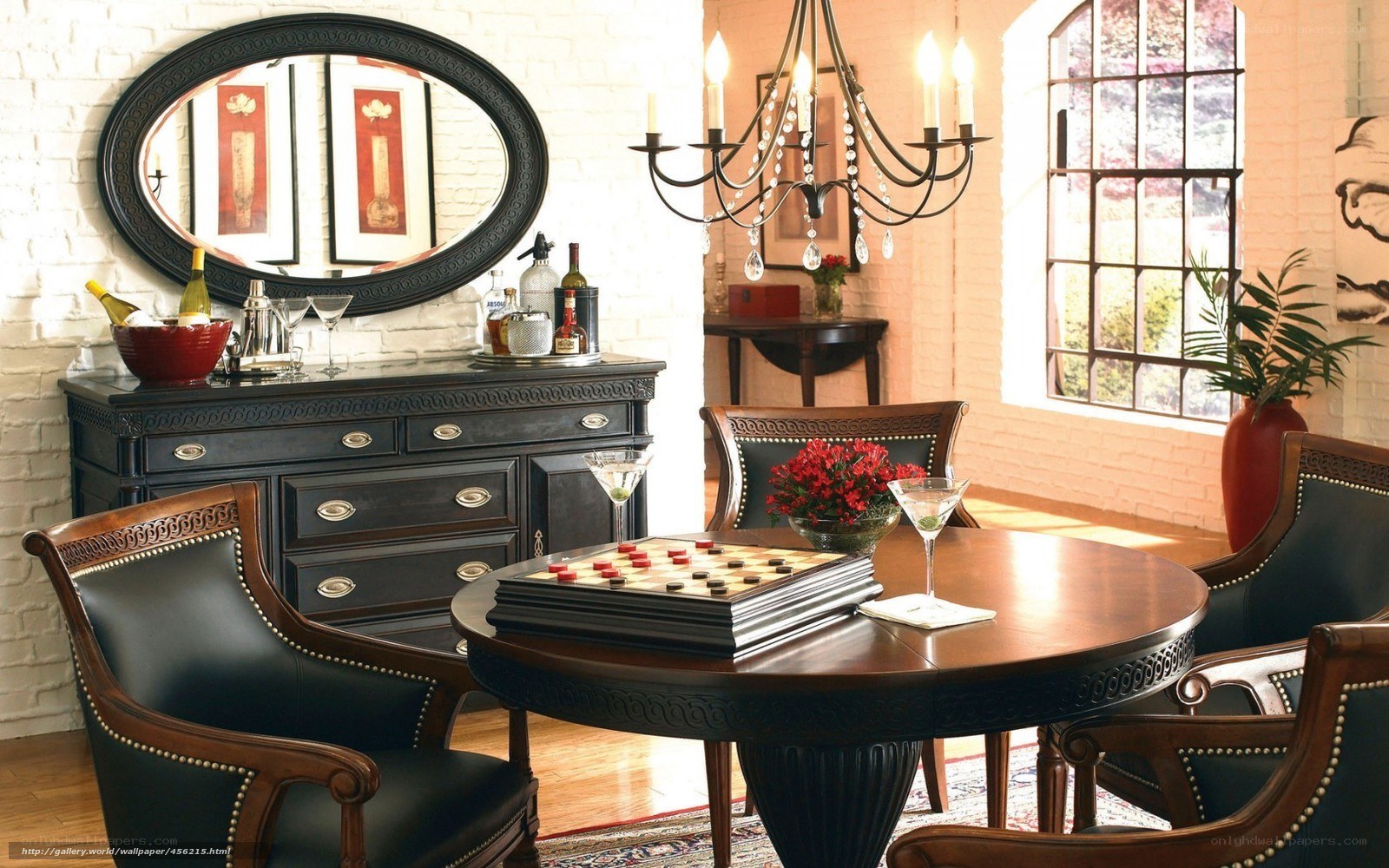 elegant dining room with game table