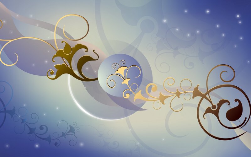 elegant golden swirls on blue