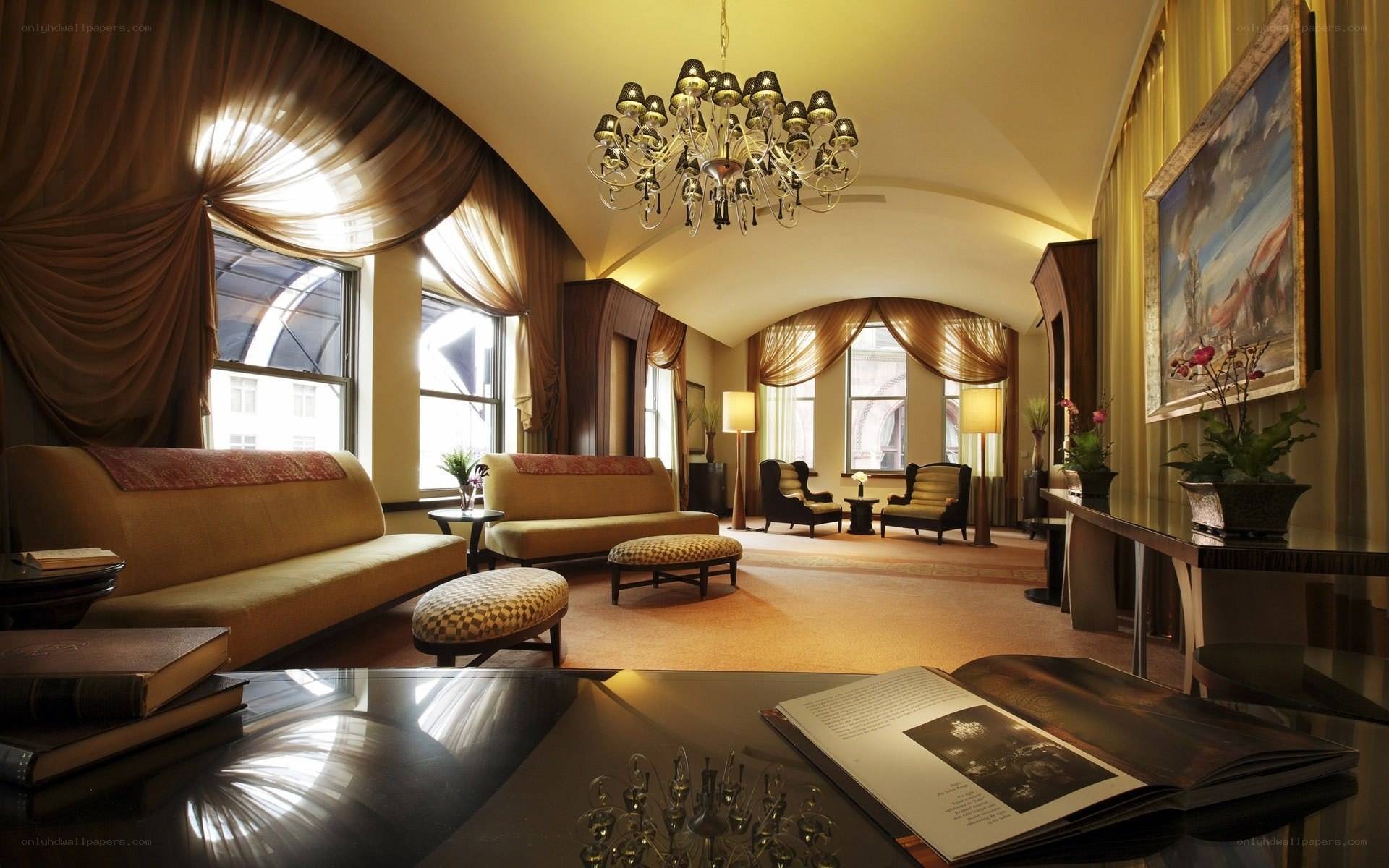 Elegant hotel lounge interior