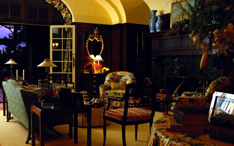 elegant living room at dusk