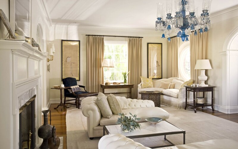 Elegant living room with chandelier