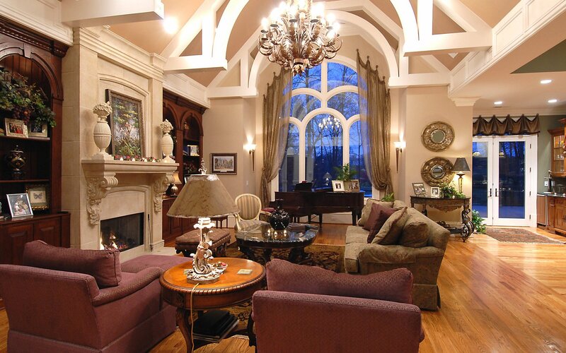 elegant living room with fireplace