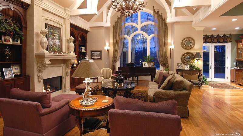 elegant living room with fireplace