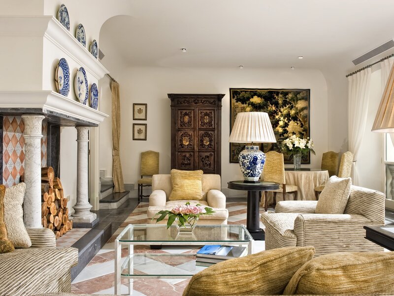 elegant living room with fireplace