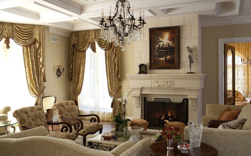 elegant living room with fireplace