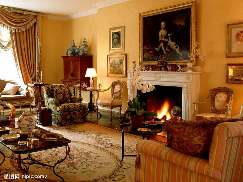 elegant living room with fireplace