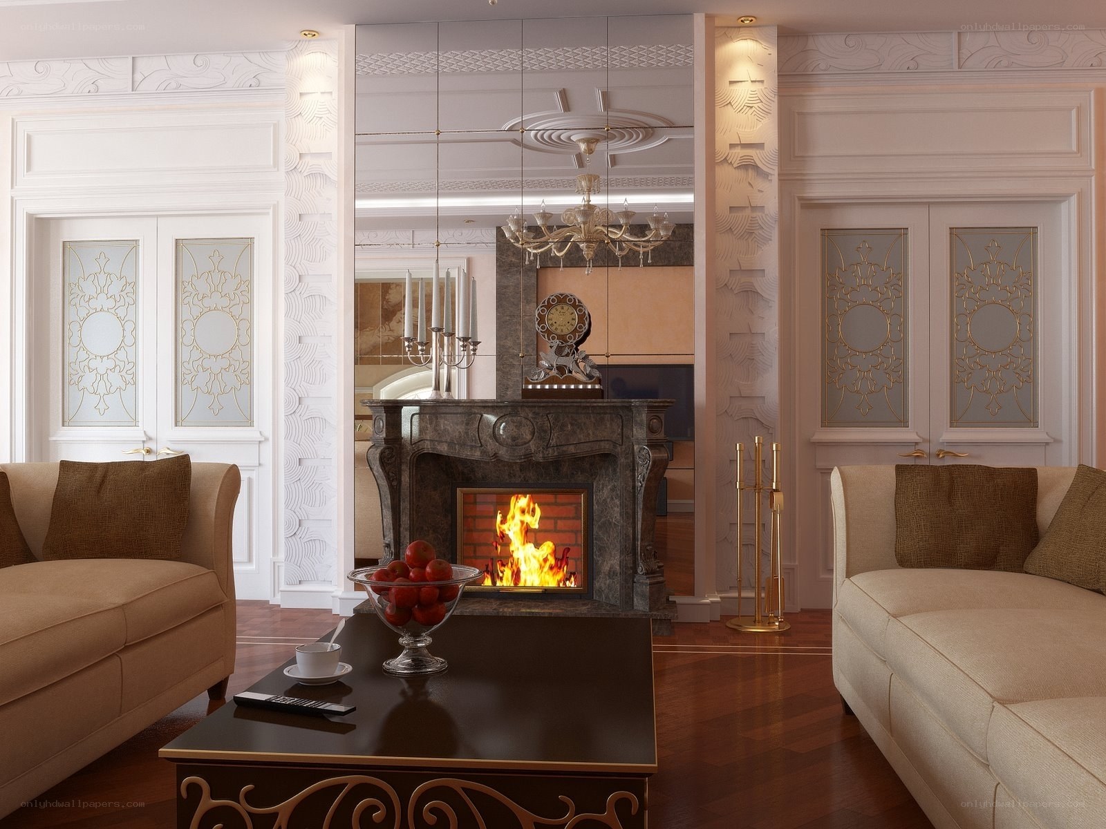 Elegant living room with fireplace