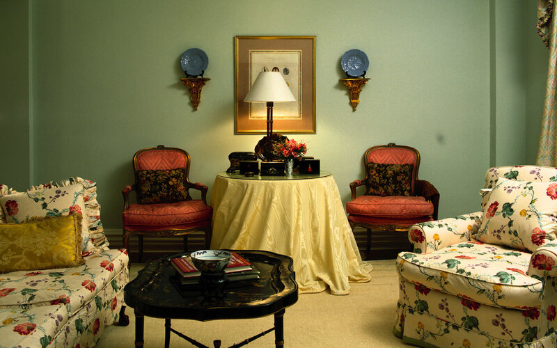 Elegant living room with floral furniture